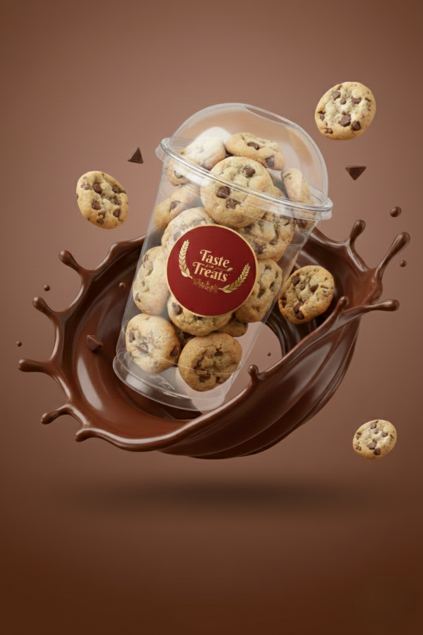 Eggless Chocolate chip Cookies with Chocolate Dip