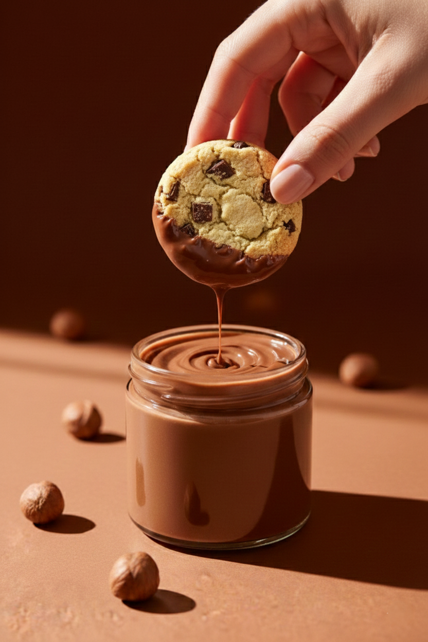 Eggless Chocolate chip Cookies with Chocolate Dip